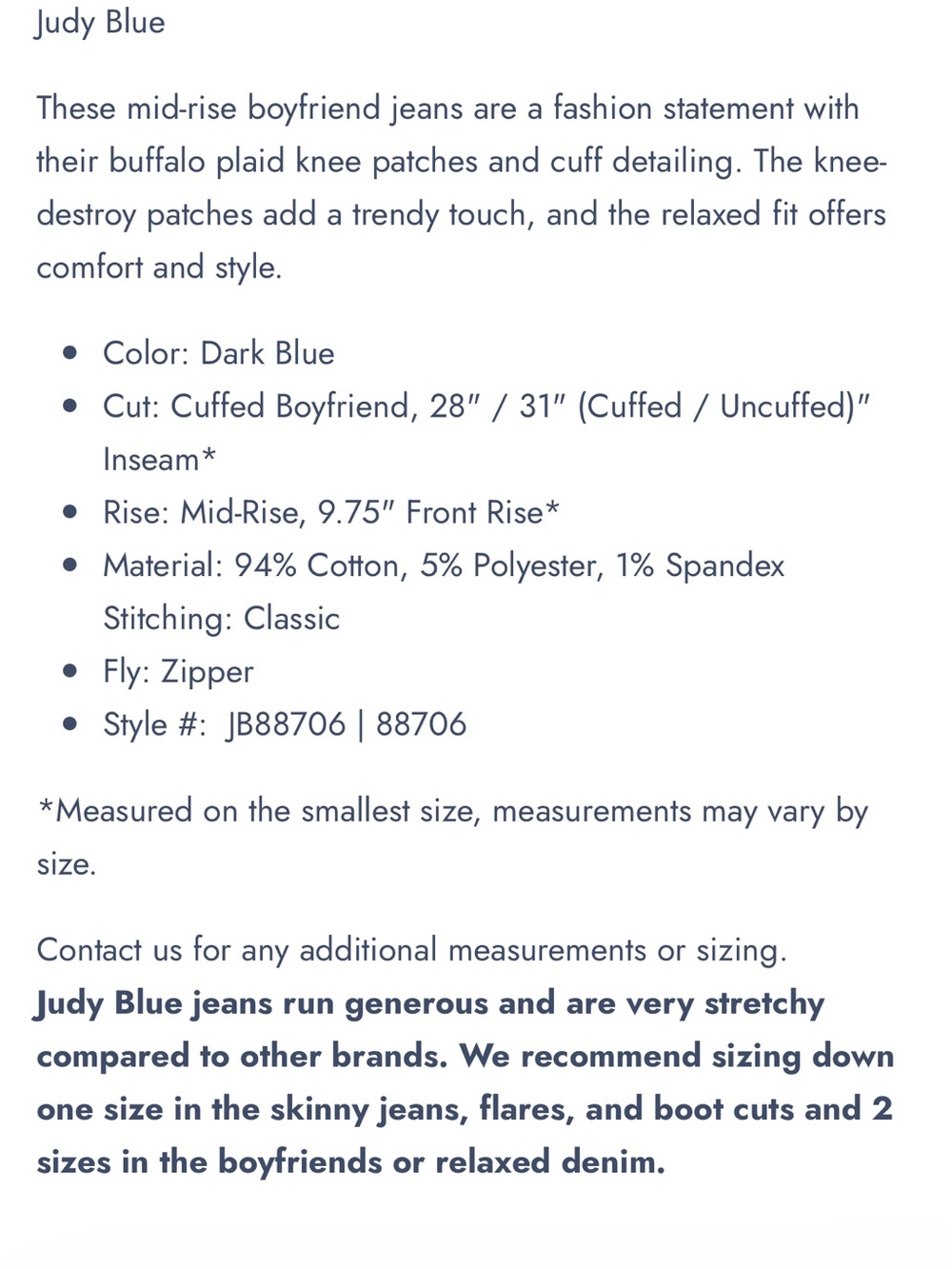 Judy Blue Size 16W Buffalo Plaid Patch Mid Rise Cuffed Boyfriend Jeans New - Picture 15 of 16